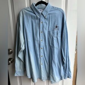 Vintage NFL Dallas Cowboys Light Blue Denim Button Down Shirt